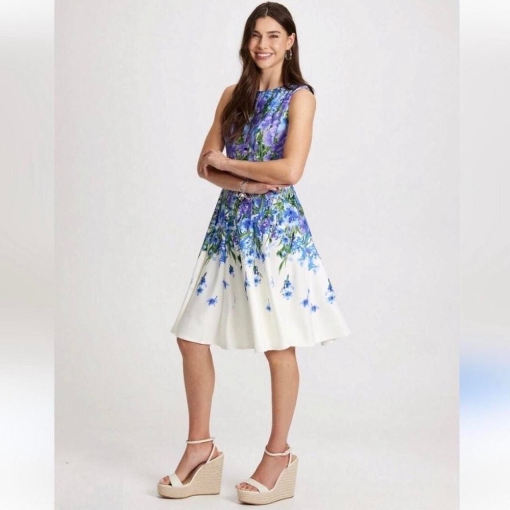 Danny Nicole Blue Floral Dress Wedding Guest Event Party Gala Spring Summer Boho